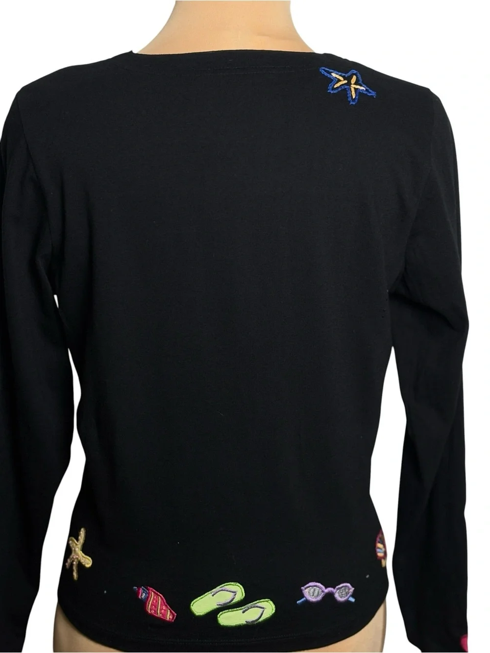 Michael Simon Lite Beach Theme Embroidered Cardigan Seashell Coastal Sweater Sm - Picture 4 of 10